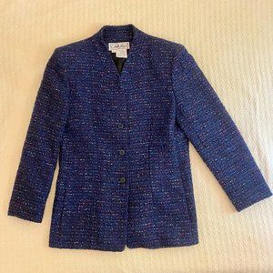 Women's Vintage Wool Carlisle Navy/Black Blazer Hong Kong Size 8 (Medium)